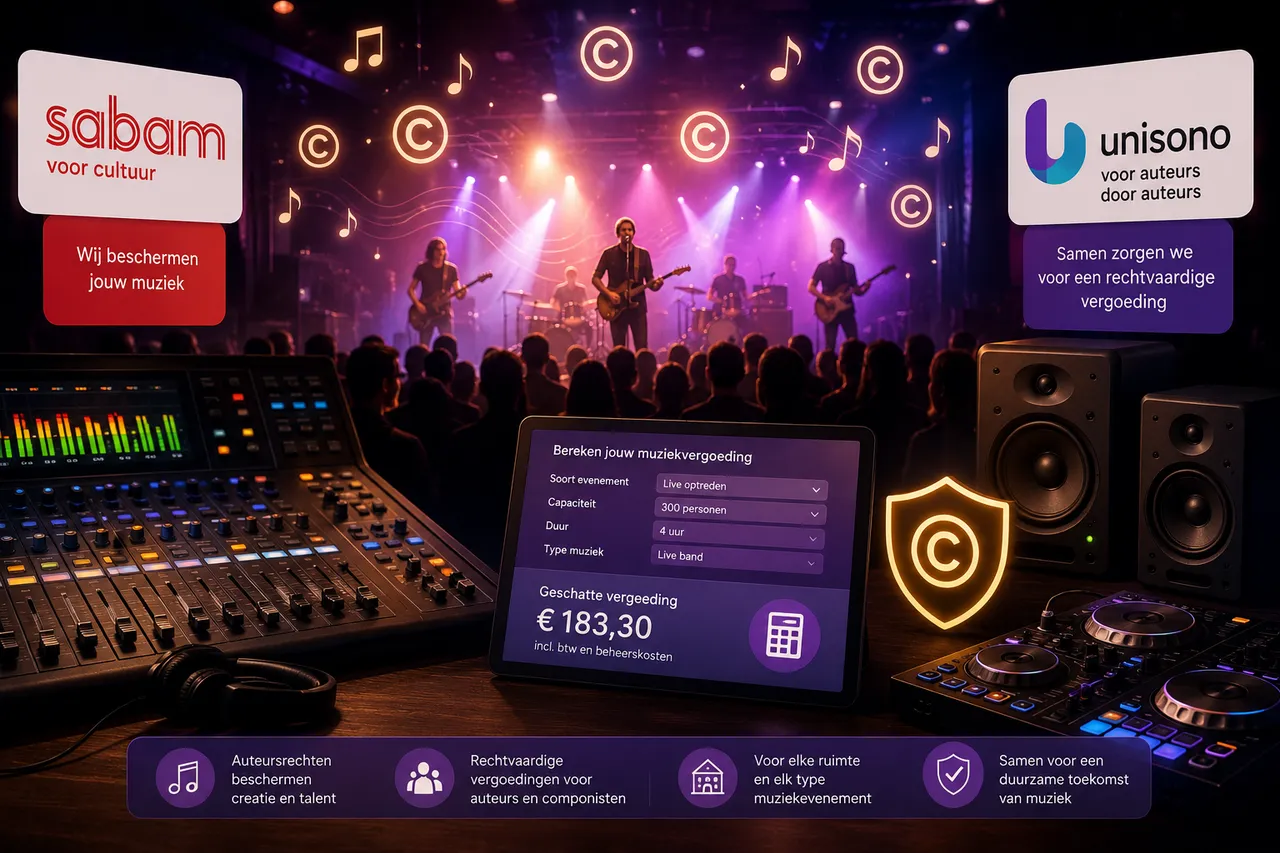 Moet ik Sabam betalen voor muziek op mijn evenement