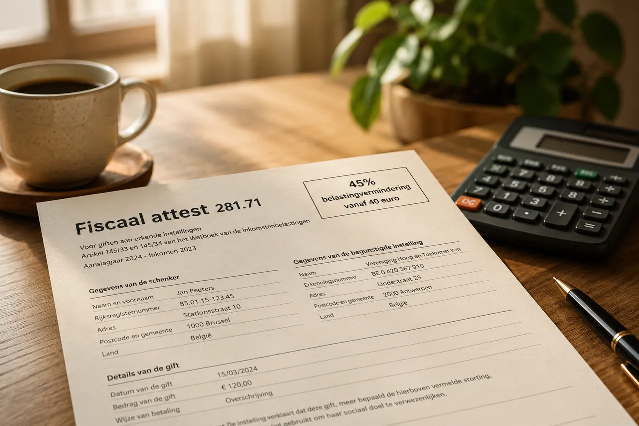 Fiscaal attest 281.71 op bureau