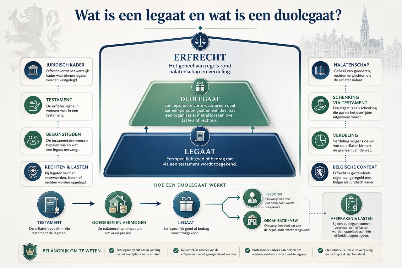 Vergelijking van legaat, erfrecht en duolegaat