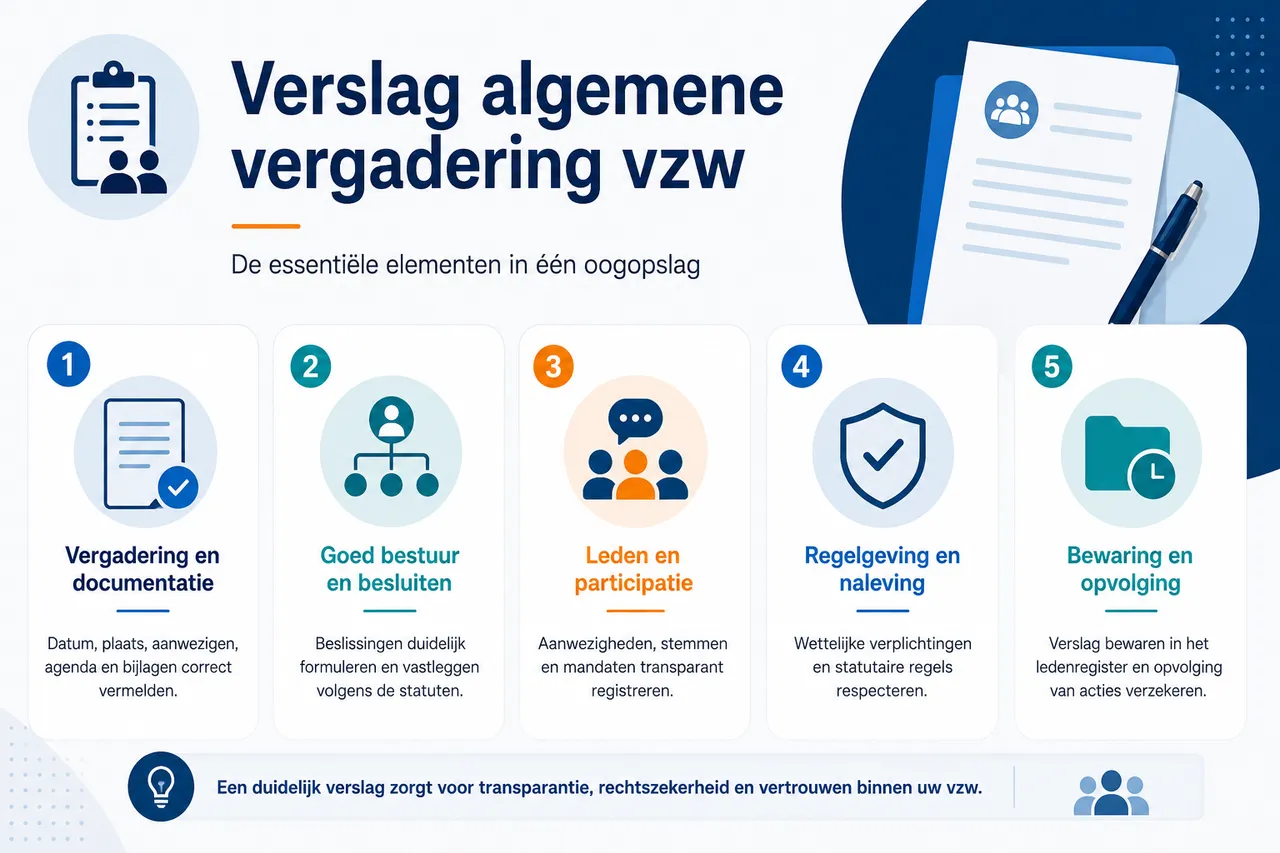 Wat moet er in het verslag van de algemene vergadering staan?