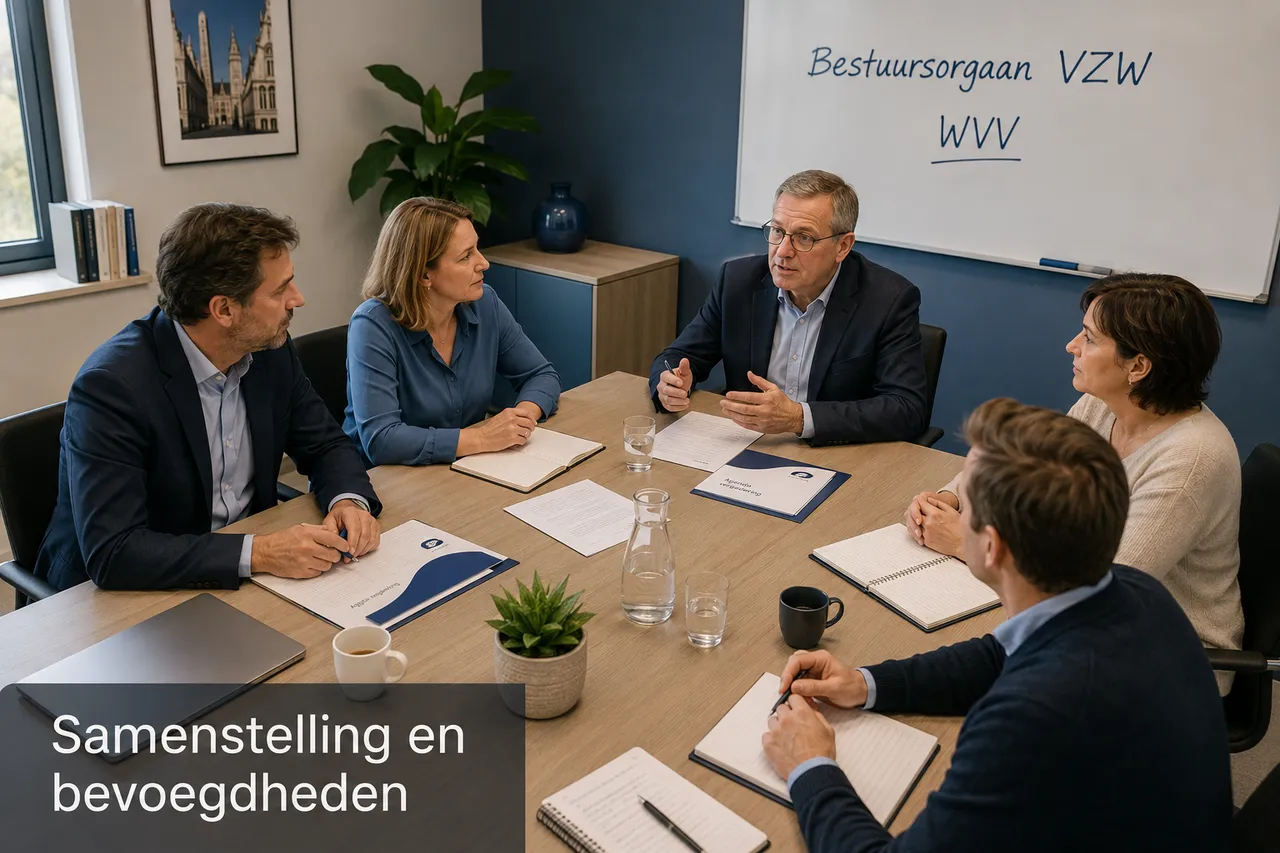 Bestuursorgaan van een vzw: bestuurders in vergadering rond de tafel