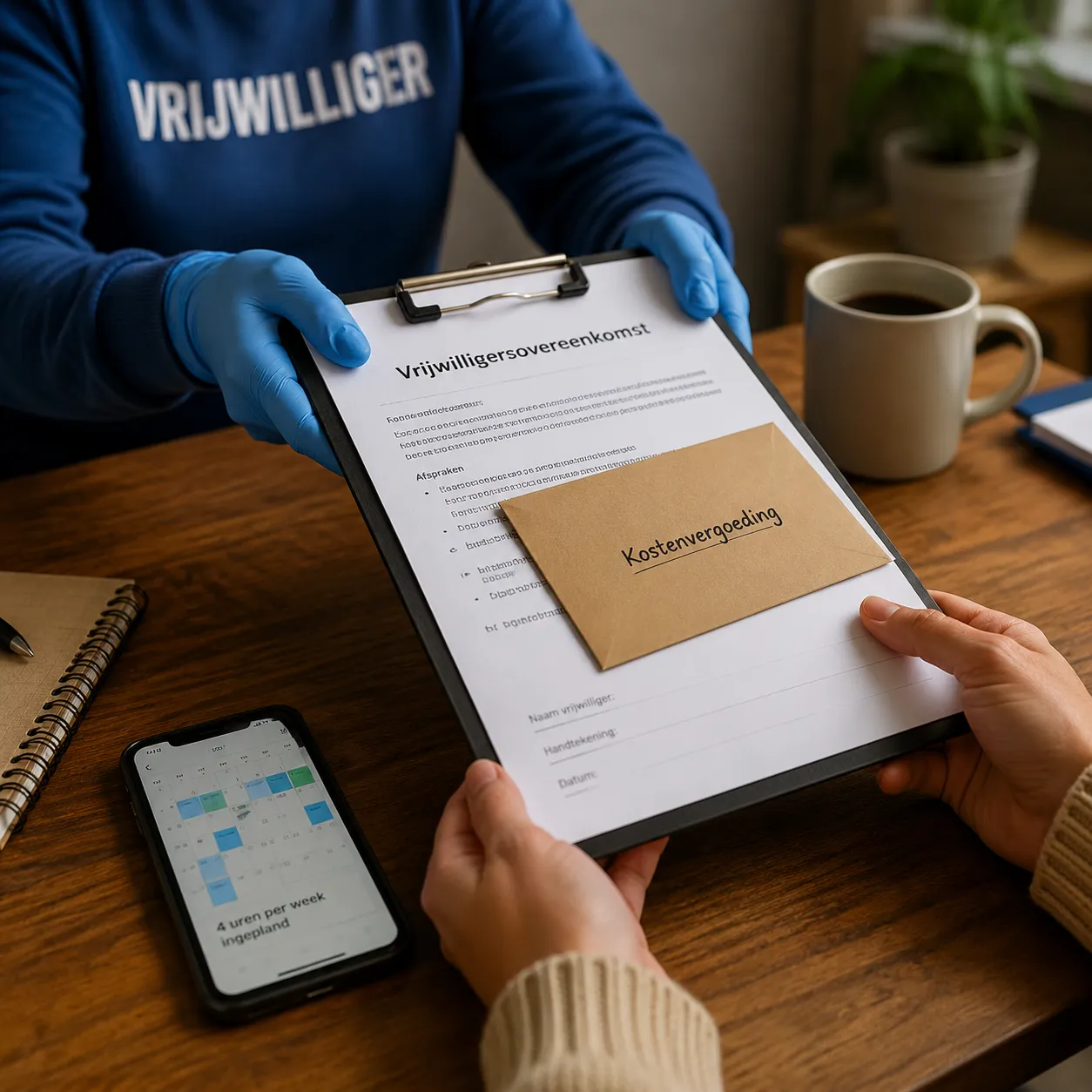 Vrijwilligersovereenkomst en kostenvergoeding administratie