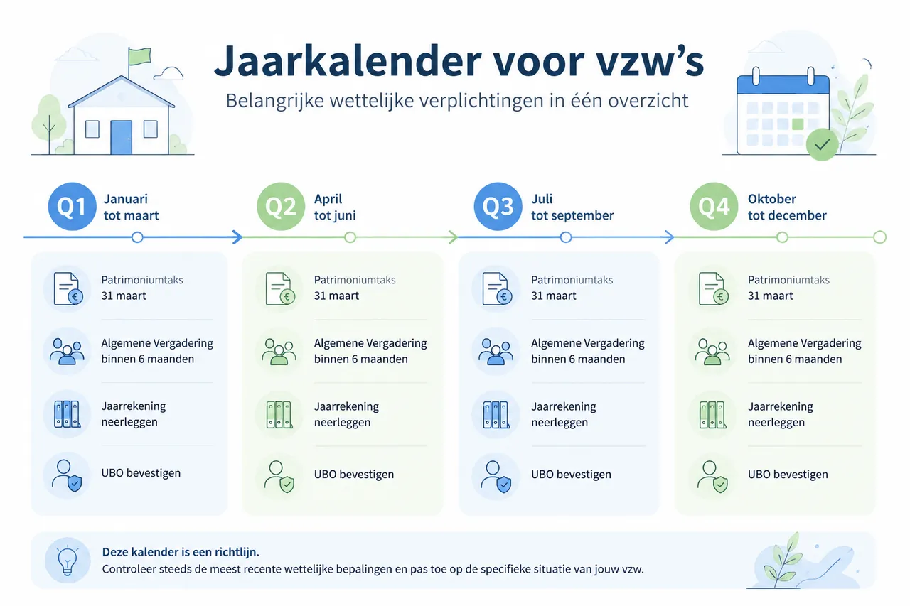 Overzicht jaarkalender vzw verplichtingen België
