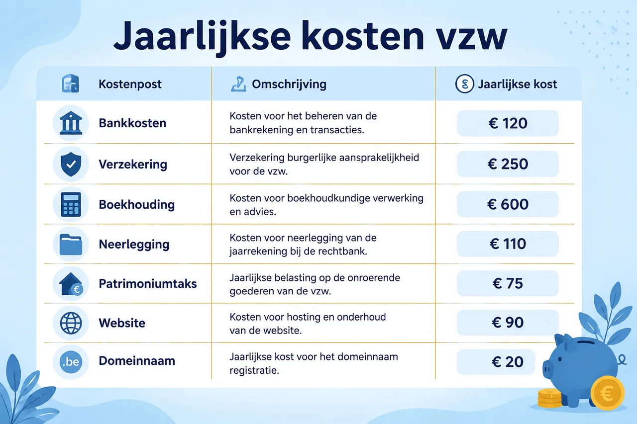 De jaarlijkse kostenposten